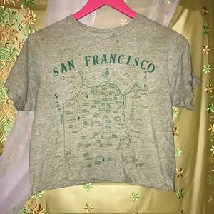 Cropped San Francisco tee. Raw hem.